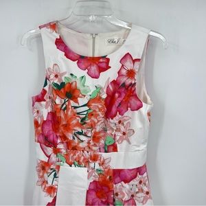 ELIZA J Maximalist Floral Sleeveless Fit and Flare Pleated Dress Pockets Size 8